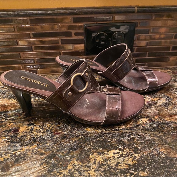 AEROSOLES Shoes - Aerosoles Rise to Power Brown Croc Sandal